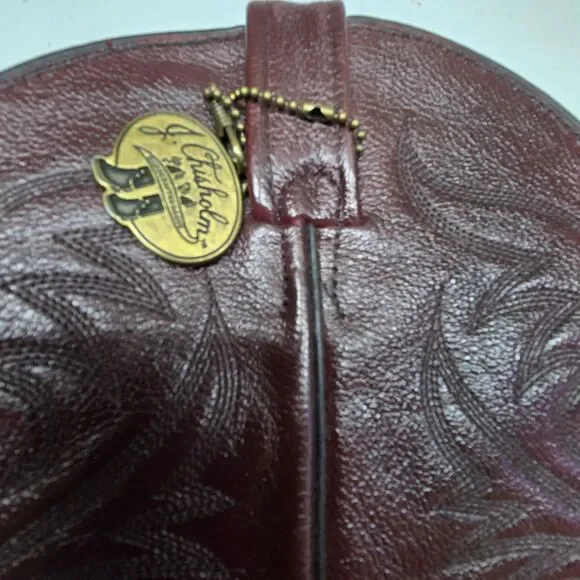 Vintage J. Chisholm Cowboy Western Boots Black Cherry Mens 12 EE 11220 USA Made - Picture 2 of 16